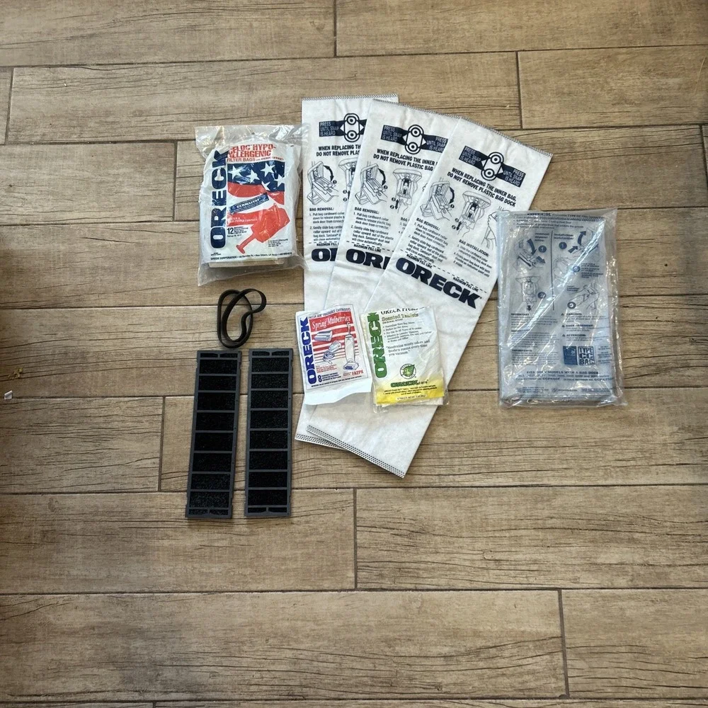 Oreck Lot Of (4)Vacuum Bags/2 Belts/ 2 Air Purifier Filters And VariedScent Tabs